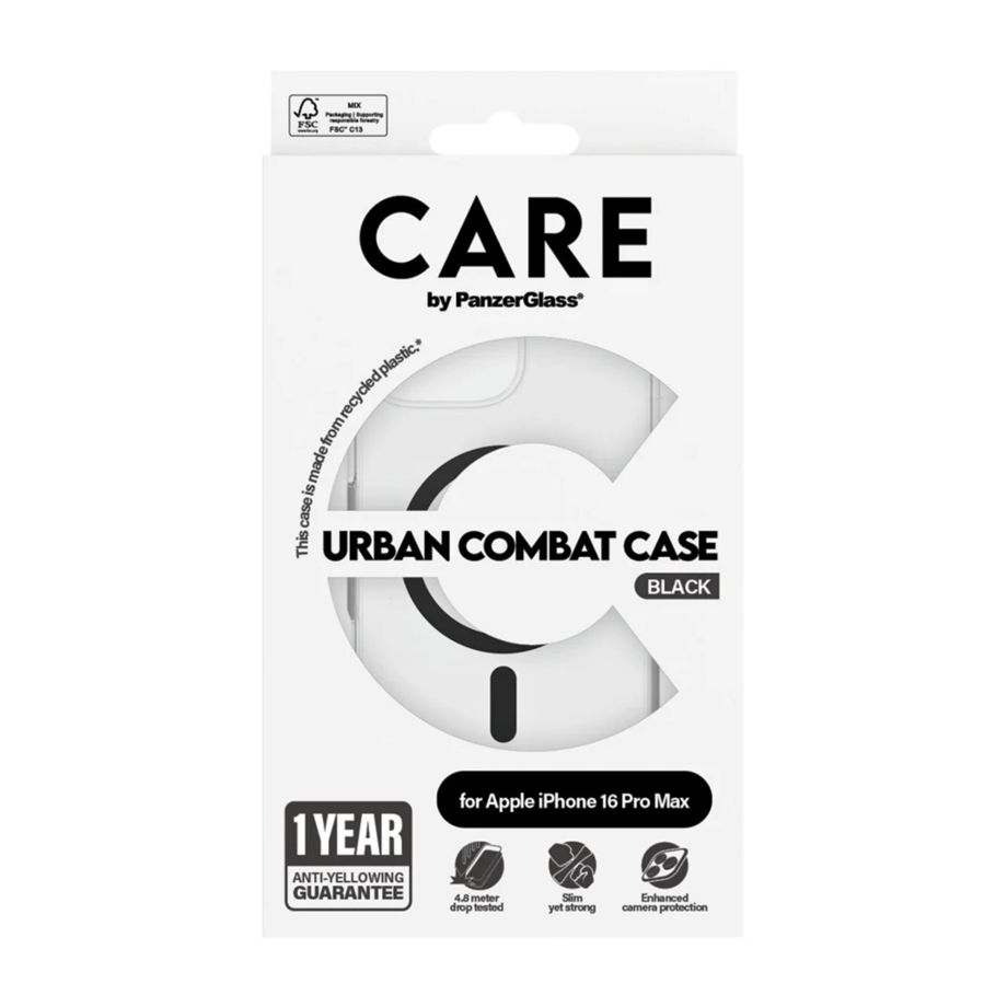Чехол CARE by PanzerGlass Flagship для iPhone 16 Pro, прозрачный черный MagSafe