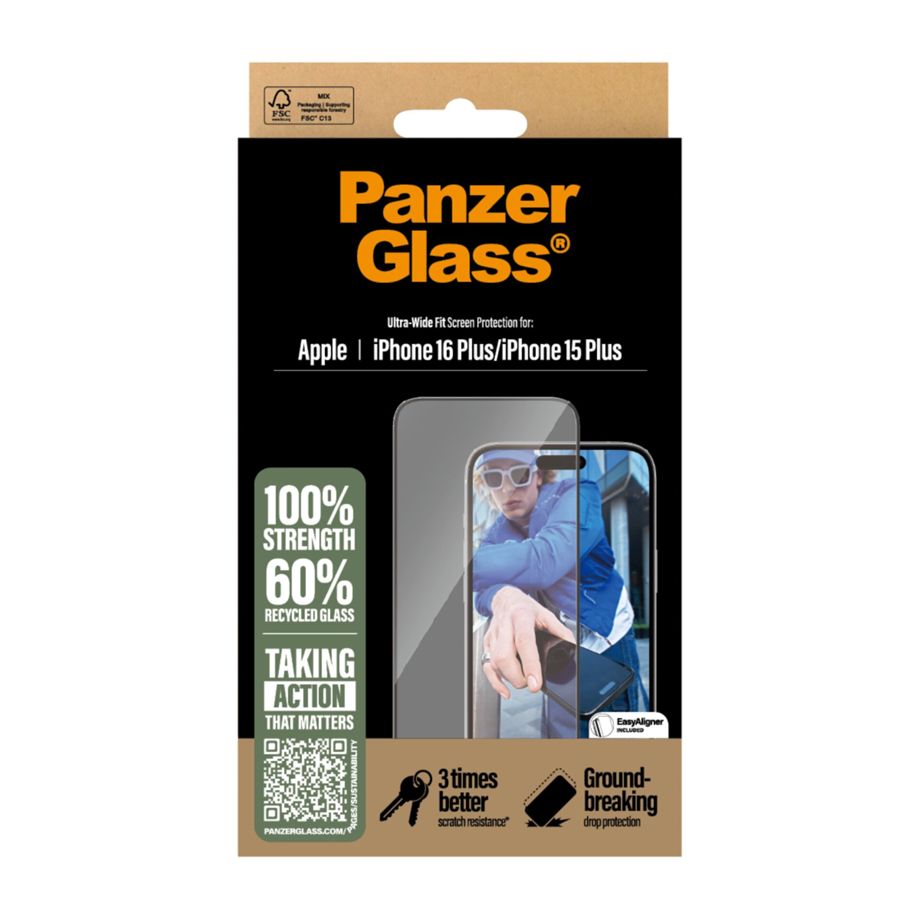 PanzerGlass iPhone 16 Plus / 15 Plus Screen Protector Ultra-Wide Fit Privacy