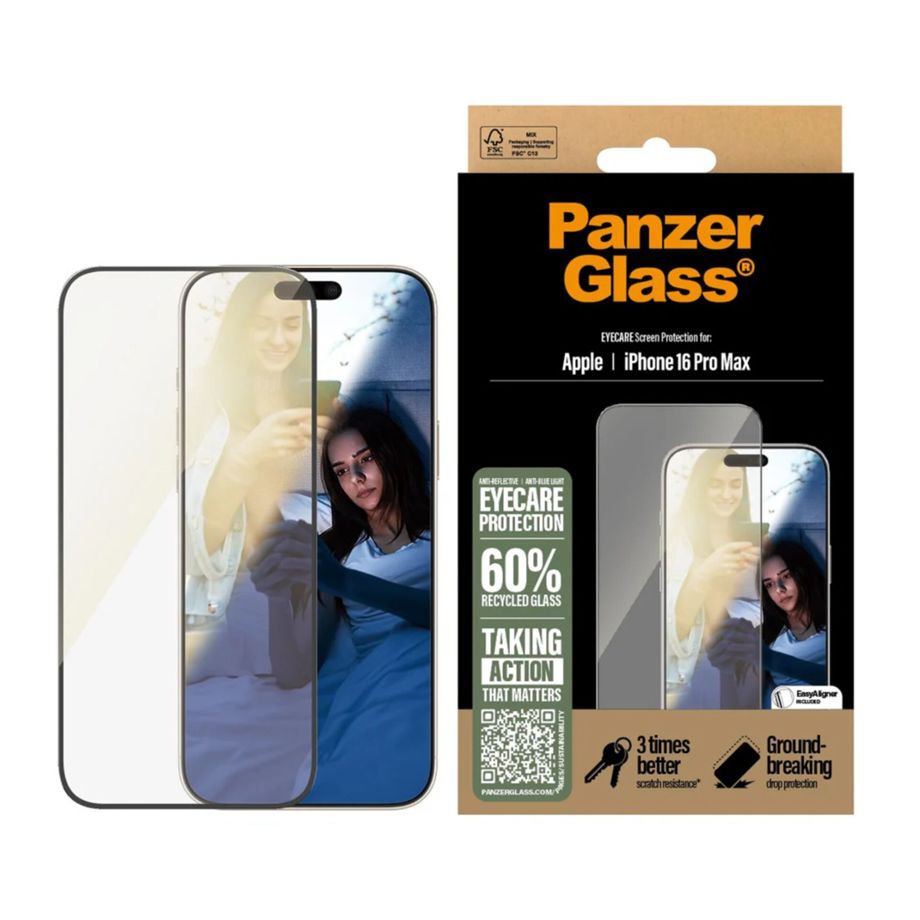 PanzerGlass iPhone 16 Pro Max Screen Protector EyeCare Ultra-Wide Fit