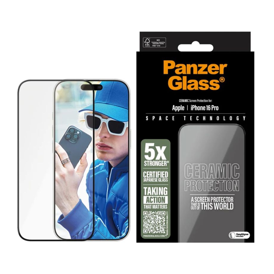 PanzerGlass Ceramic Screen Protector for iPhone 16 Pro Ultra-Wide Fit