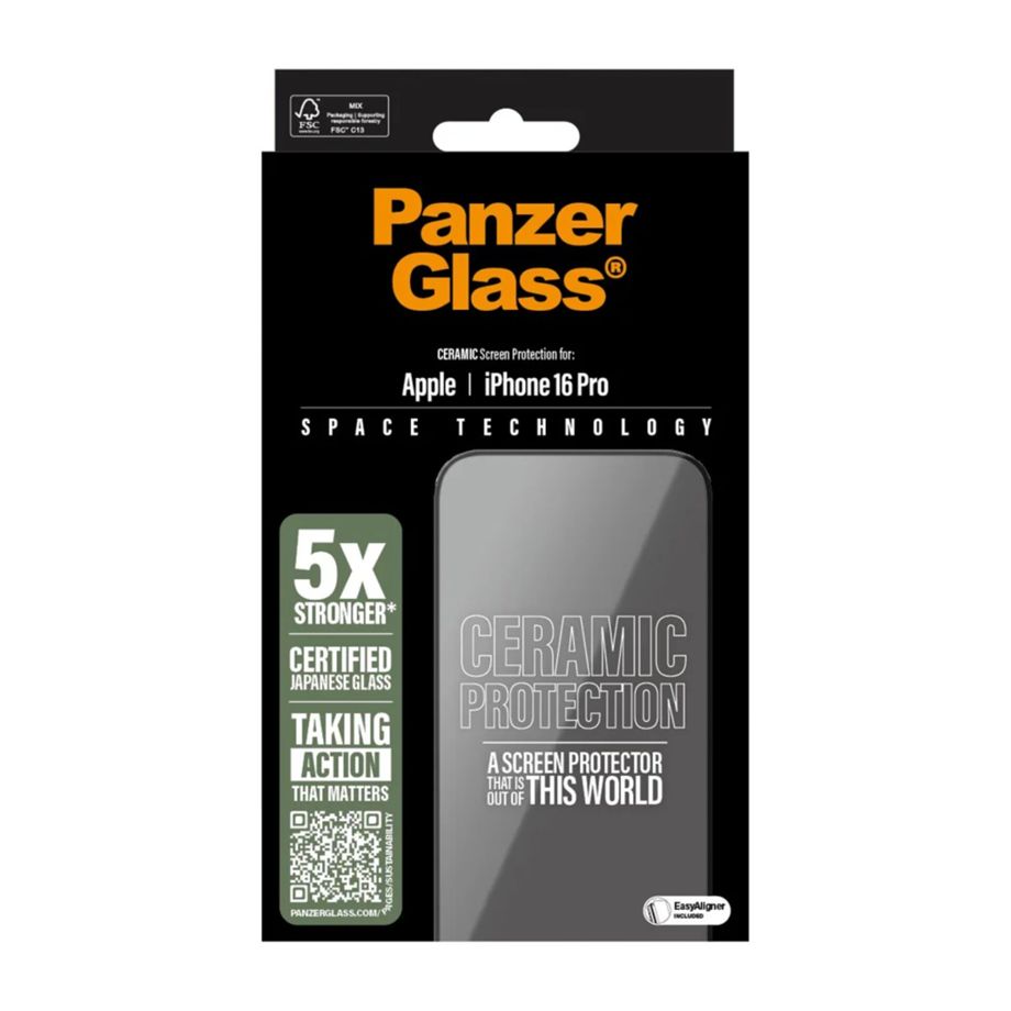PanzerGlass Ceramic Screen Protector for iPhone 16 Pro Ultra-Wide Fit