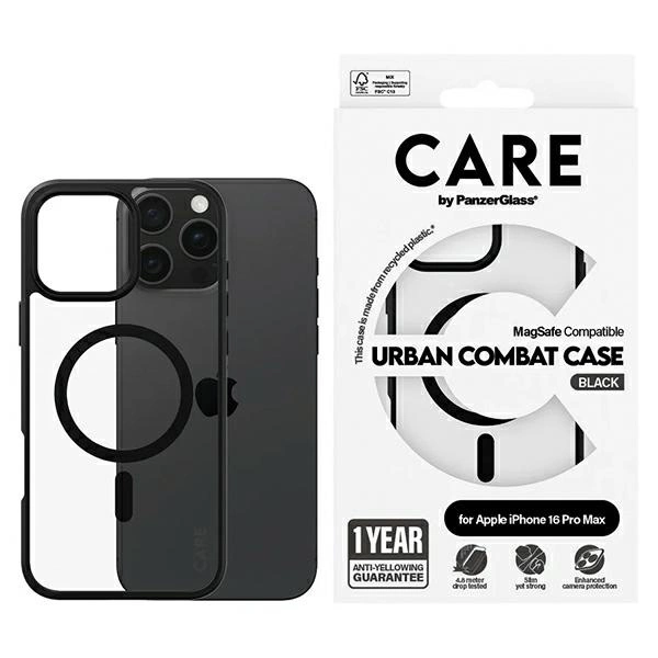 Apple iPhone 16 Pro Max 6.9'' CARE by PanzerGlass Flagship Urban MagSafe Case Cover, Black