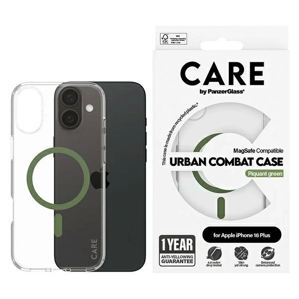 Apple iPhone 16 Plus 6.7'' CARE by PanzerGlass Flagship MagSafe Case Cover, Green