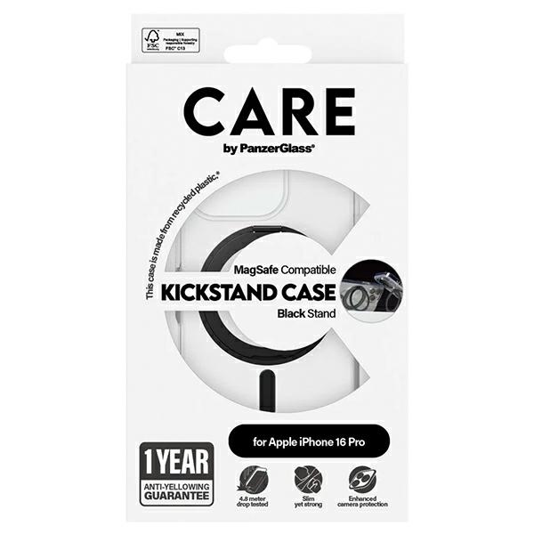 PanzerGlass iPhone 16 Pro Case CARE Feature Kickstand, Black