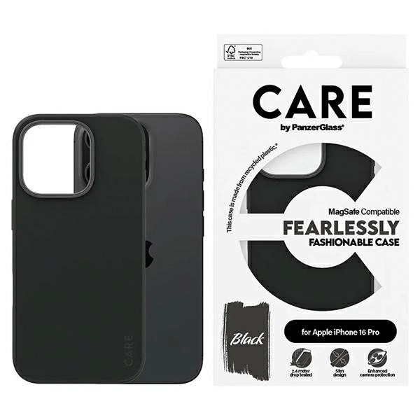 Apple iPhone 16 Pro 6.3'' CARE by PanzerGlass Fashion MagSafe Case Cover, Black