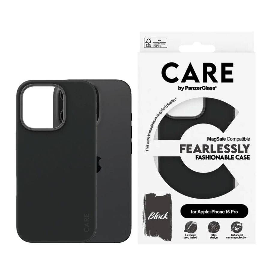 CARE by PanzerGlass Fashionable MagSafe Case for iPhone 16 Pro, Black