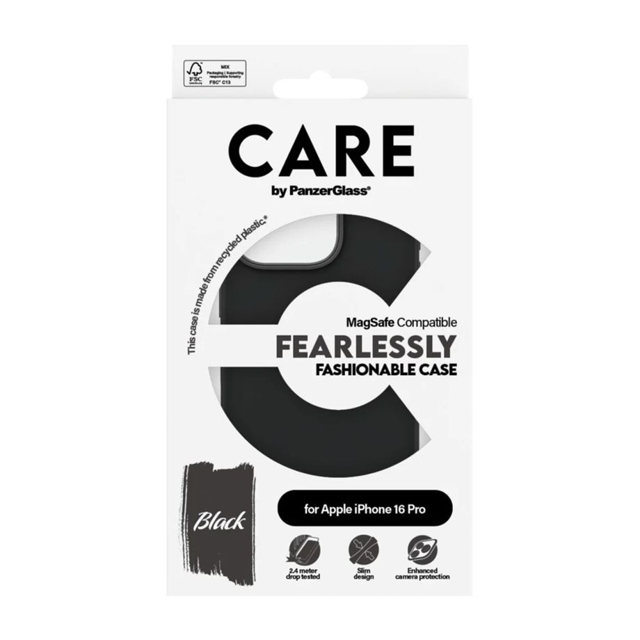 CARE by PanzerGlass Fashionable MagSafe Case for iPhone 16 Pro, Black
