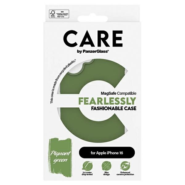 CARE by PanzerGlass iPhone 16 Case Fashion Case, Green (MagSafe)