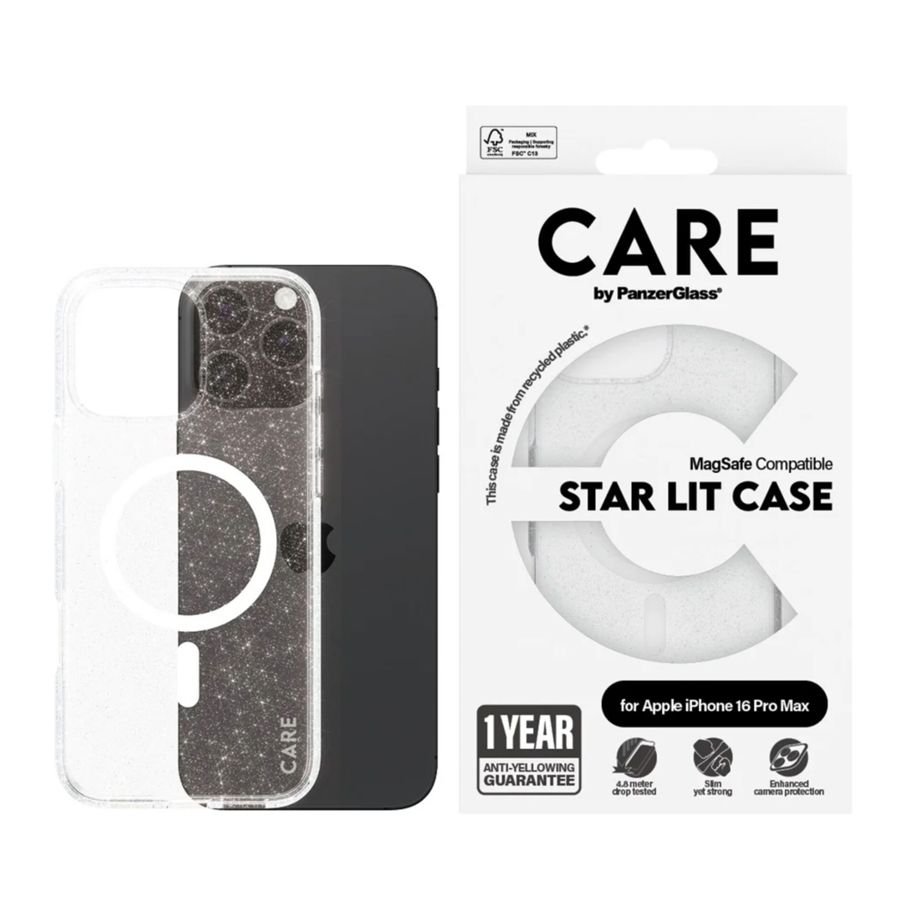 CARE by PanzerGlass MagSafe Case for Apple iPhone 16 Pro, Clear Star White