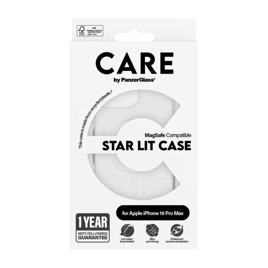 CARE by PanzerGlass MagSafe Case for Apple iPhone 16 Pro, Clear Star White