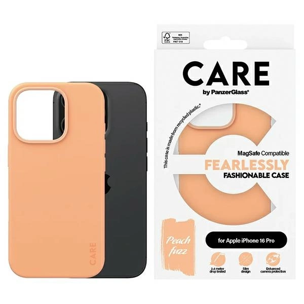 Apple iPhone 16 Pro 6.3'' CARE by PanzerGlass Fashion MagSafe Case Cover, Peach