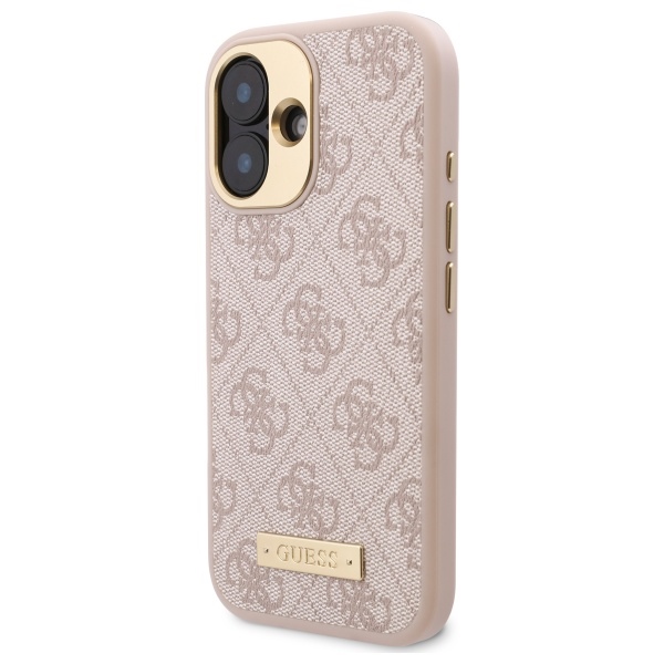 Guess iPhone 16 Case 4G Logo Plate MagSafe, Pink