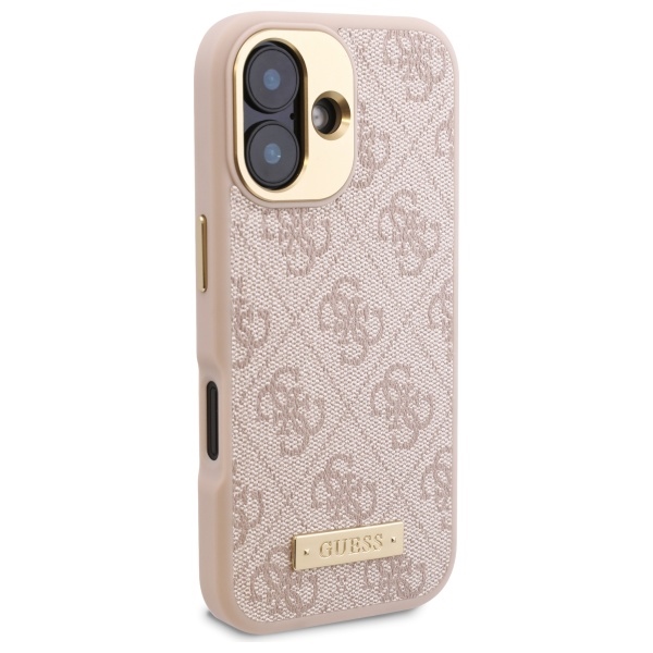 Guess iPhone 16 Case 4G Logo Plate MagSafe, Pink