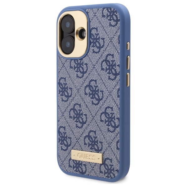 Guess iPhone 16 Case 4G Logo Plate MagSafe, Blue