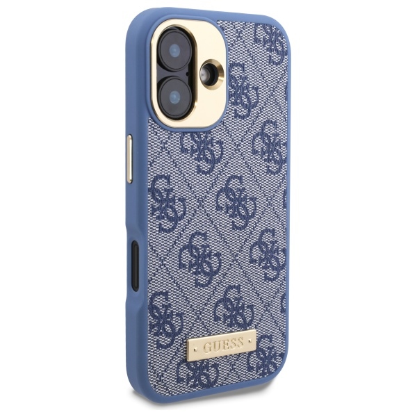 Guess iPhone 16 Case 4G Logo Plate MagSafe, Blue