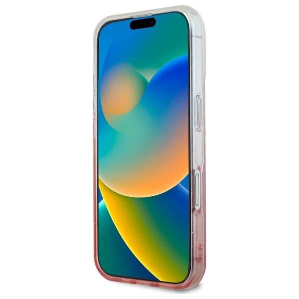 Guess iPhone 16 vāciņš IML Glitter Gradient MagSafe, rozā