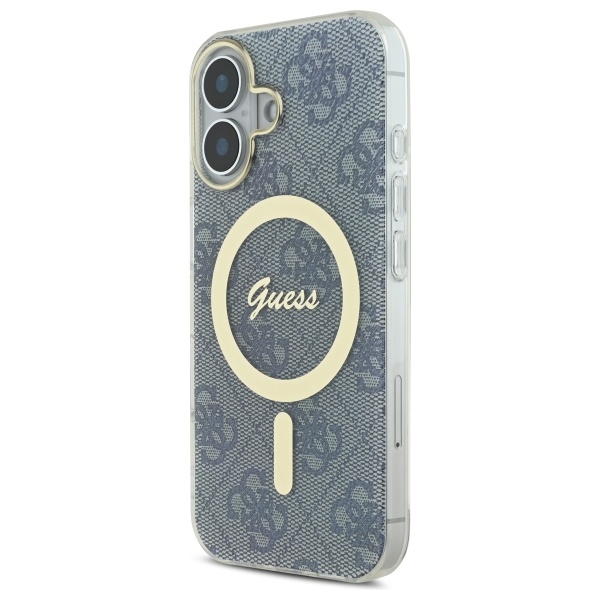 Чехол Guess для iPhone 16 IML 4G MagSafe, синий