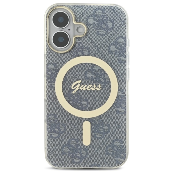 Чехол Guess для iPhone 16 IML 4G MagSafe, синий