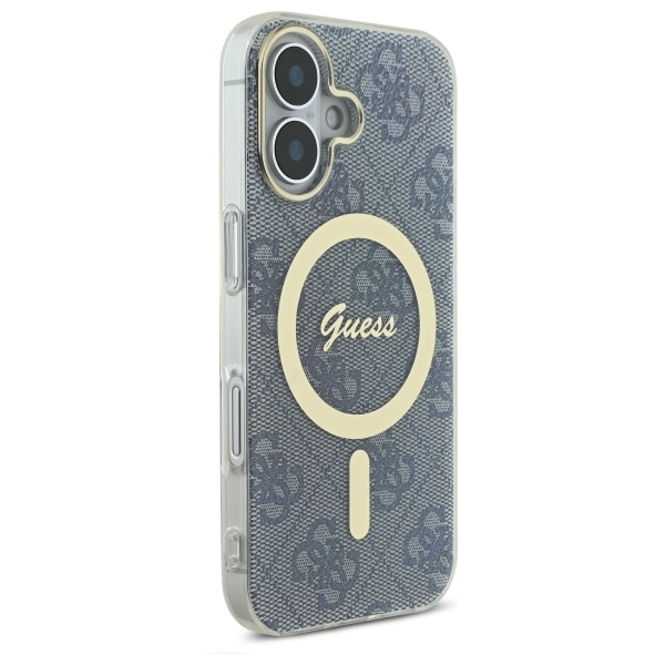 Чехол Guess для iPhone 16 IML 4G MagSafe, синий