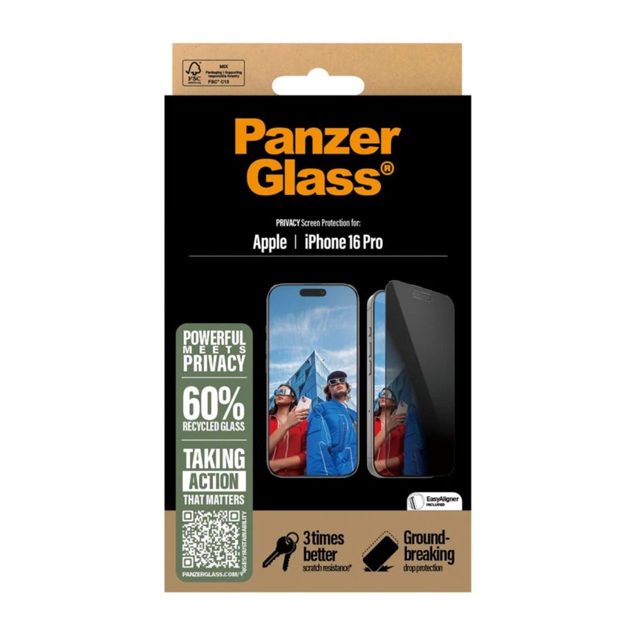 PanzerGlass iPhone 16 Pro Screen Protector Privacy Ultra-Wide Fit