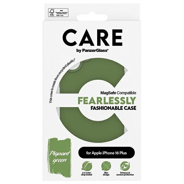 CARE by PanzerGlass iPhone 16 Plus Case Fashion Case, Green (MagSafe)