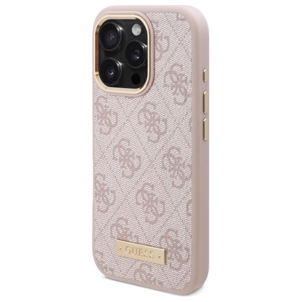 Guess iPhone 16 Pro Max Case 4G Logo Plate MagSafe, Pink
