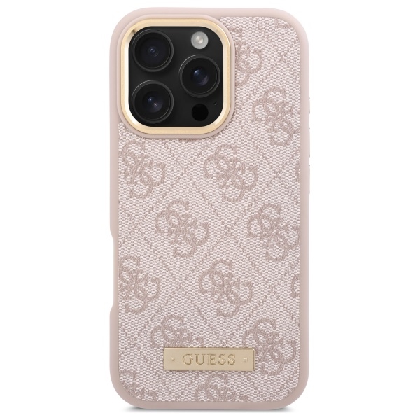 Guess iPhone 16 Pro Max Case 4G Logo Plate MagSafe, Pink