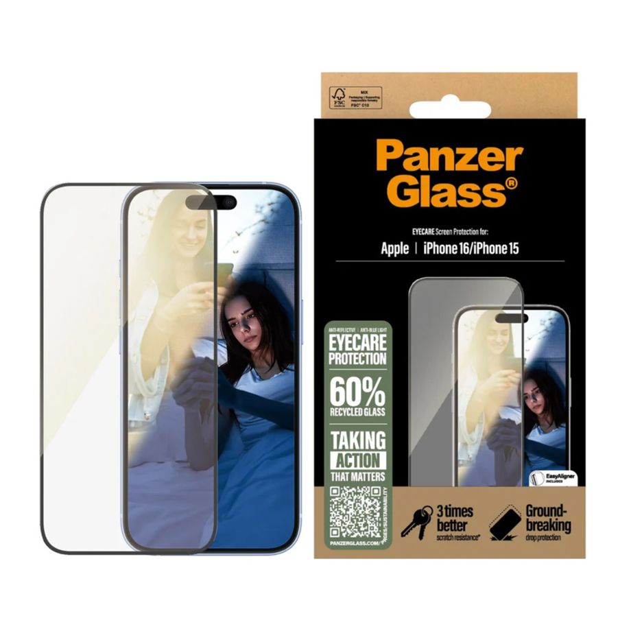 Защитное стекло PanzerGlass EyeCare для iPhone 15 / 16 Ultra-Wide Fit