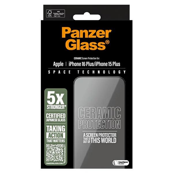 PanzerGlass iPhone 16 Plus Screen Protector Ceramic Ultra-Wide Fit
