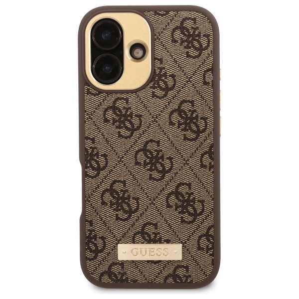 Guess iPhone 16 Plus Case 4G Logo Plate MagSafe, Brown