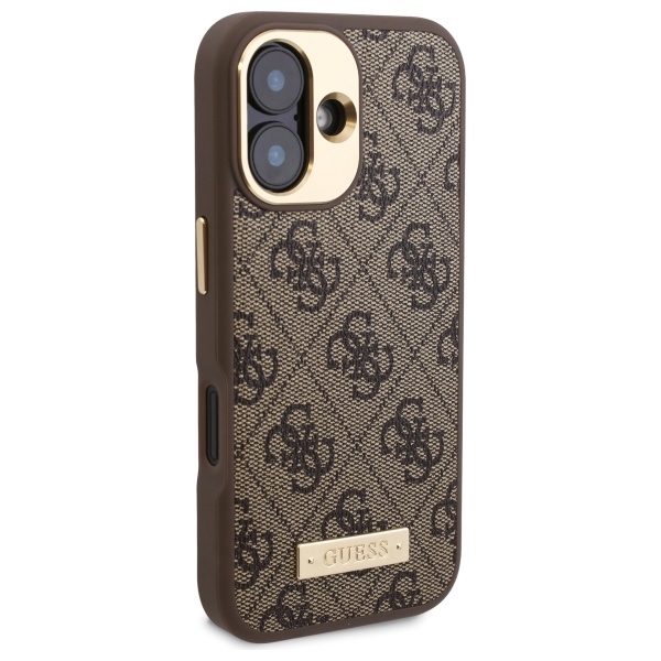Guess iPhone 16 Plus Case 4G Logo Plate MagSafe, Brown