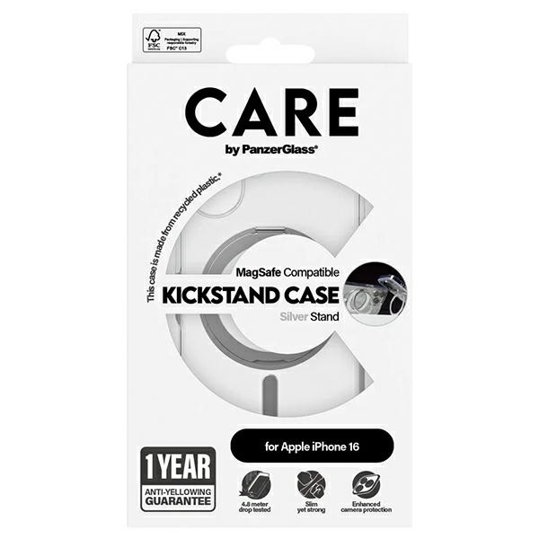 PanzerGlass iPhone 16 Case CARE Feature Kickstand MagSafe, Silver