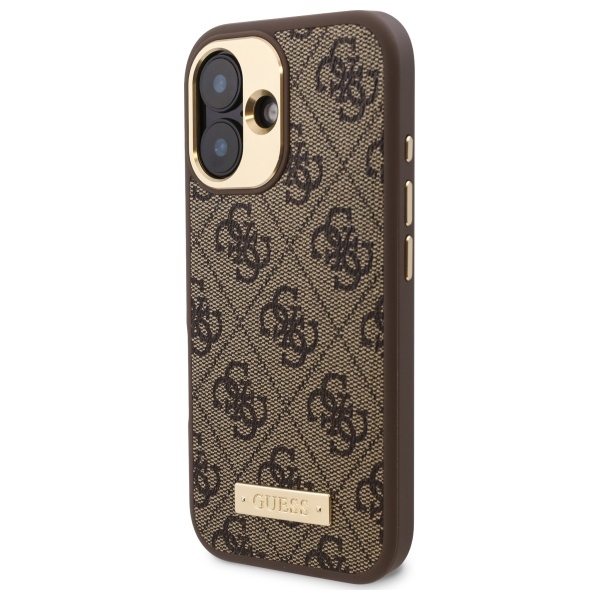 Guess iPhone 16 Case 4G Logo Plate MagSafe, Brown