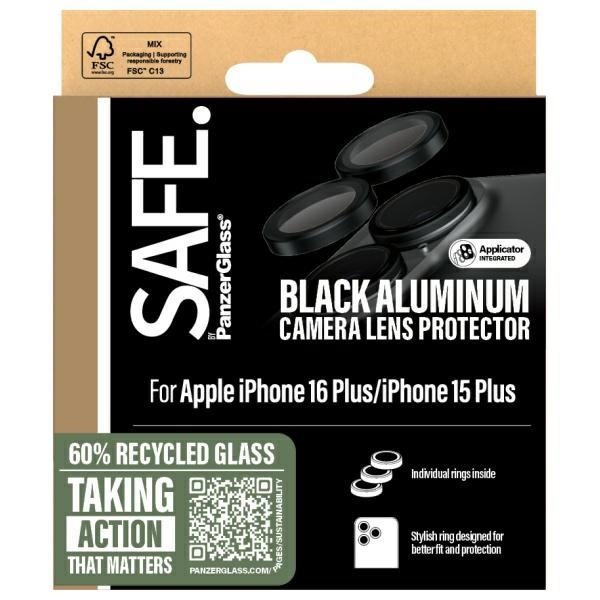 SAFE by PanzerGlass iPhone 16 6.1" / Plus 6.7" Защита объектива черный/черный...