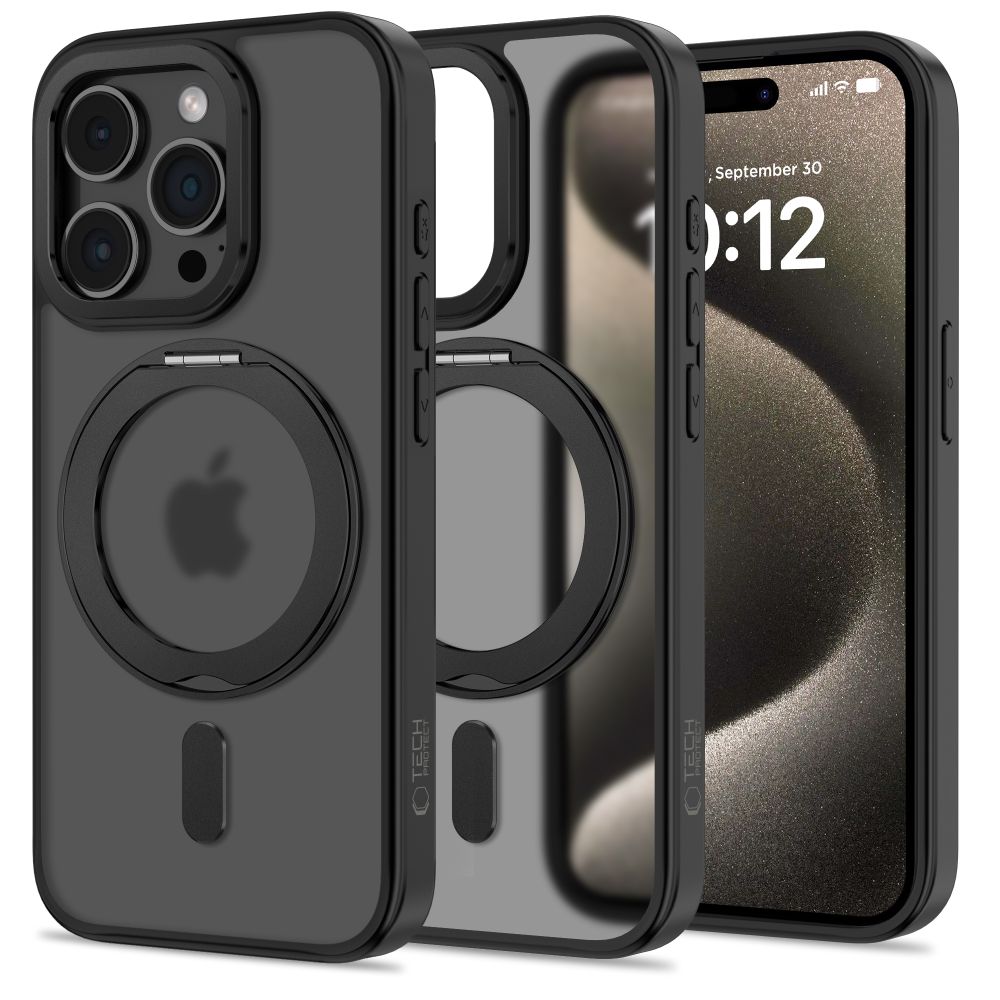 Apple iPhone 15 Pro 6.1\'\' Tech-Protect MagRing MagSafe Case Cover, Black | Чехол Обложка Бампер...
