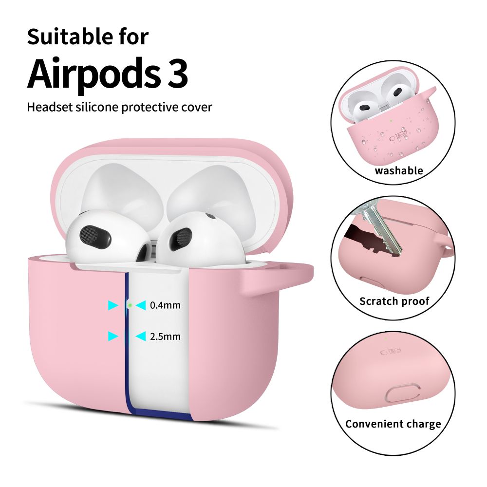 Tech-Protect Apple AirPods 3 Silicone Hook Case, Pink