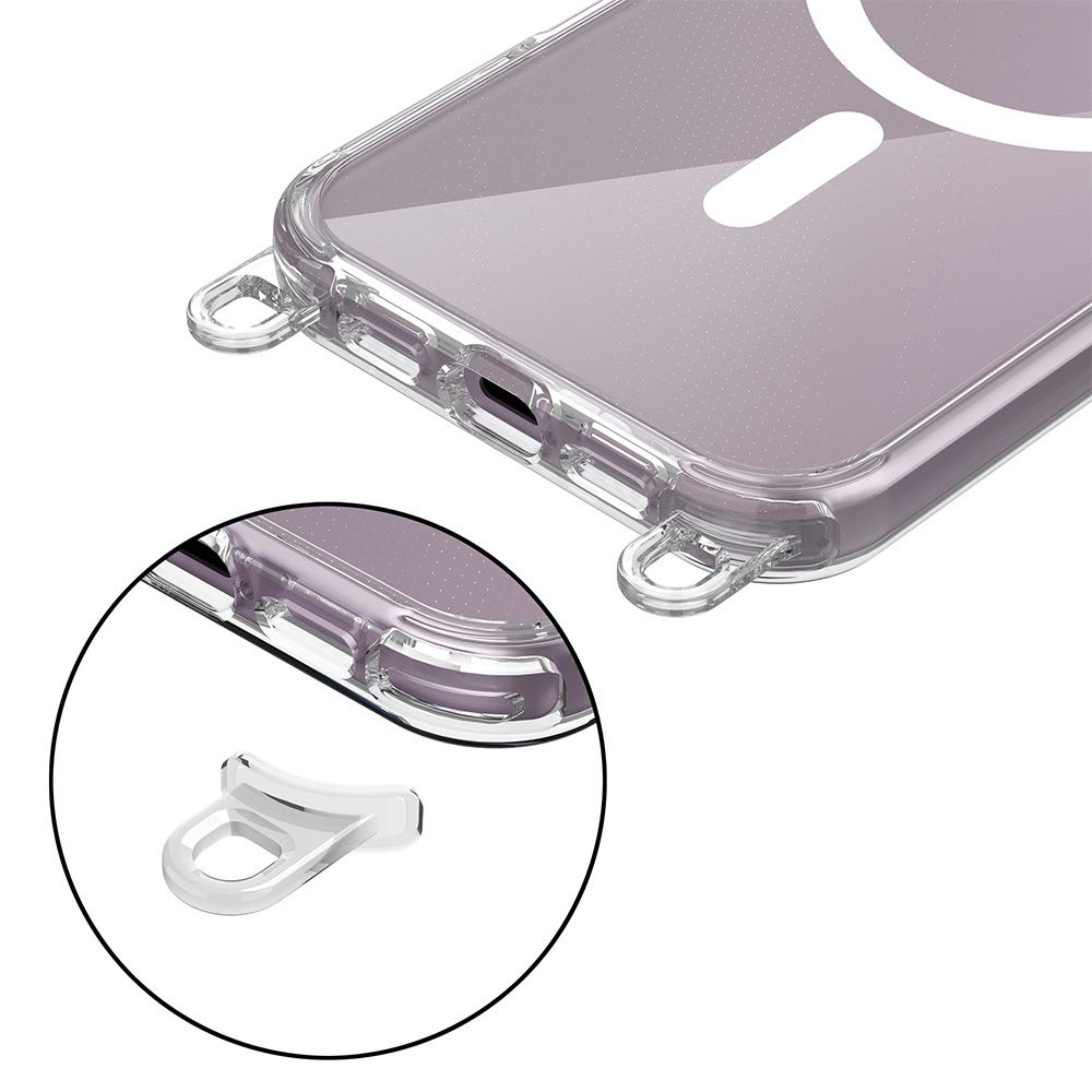 Чехол Tech-Protect для iPhone 16 FlexAir Chain MagSafe с 2 ремешками, прозрачный