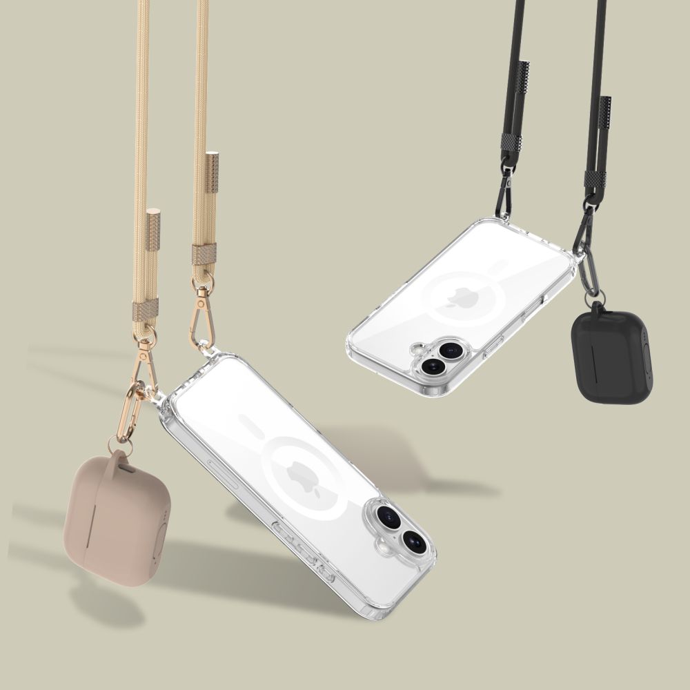 Чехол Tech-Protect для iPhone 16 FlexAir Chain MagSafe с 2 ремешками, прозрачный