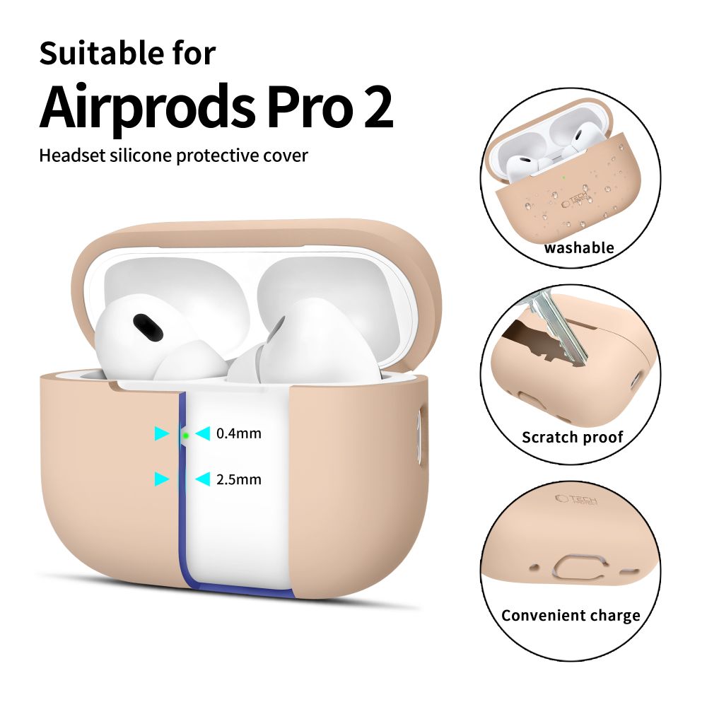 Tech-Protect Silicone Case for Apple AirPods Pro 1 / 2, Beige