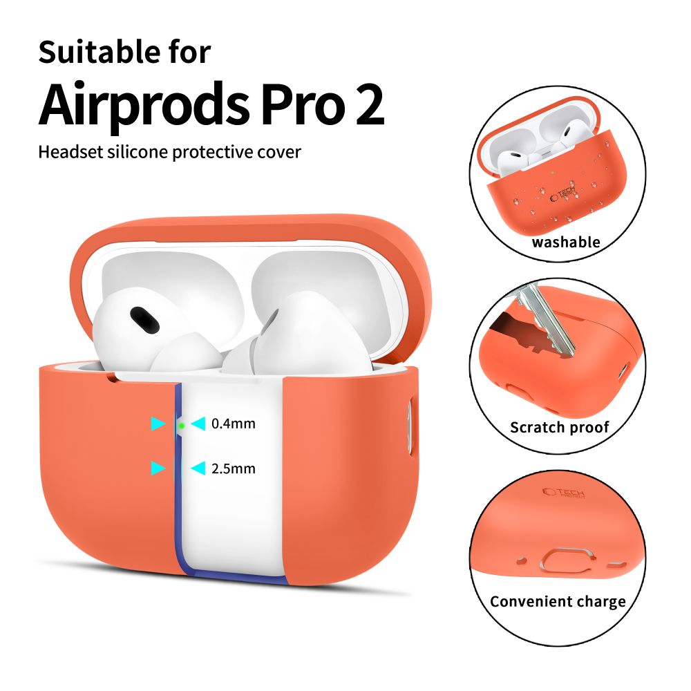 Tech-Protect Silicone Case for Apple AirPods Pro 1 / 2, Orange