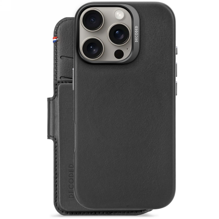 Decoded Leather Detachable Wallet MagSafe Case with Wallet for iPhone 16 Pro - Black