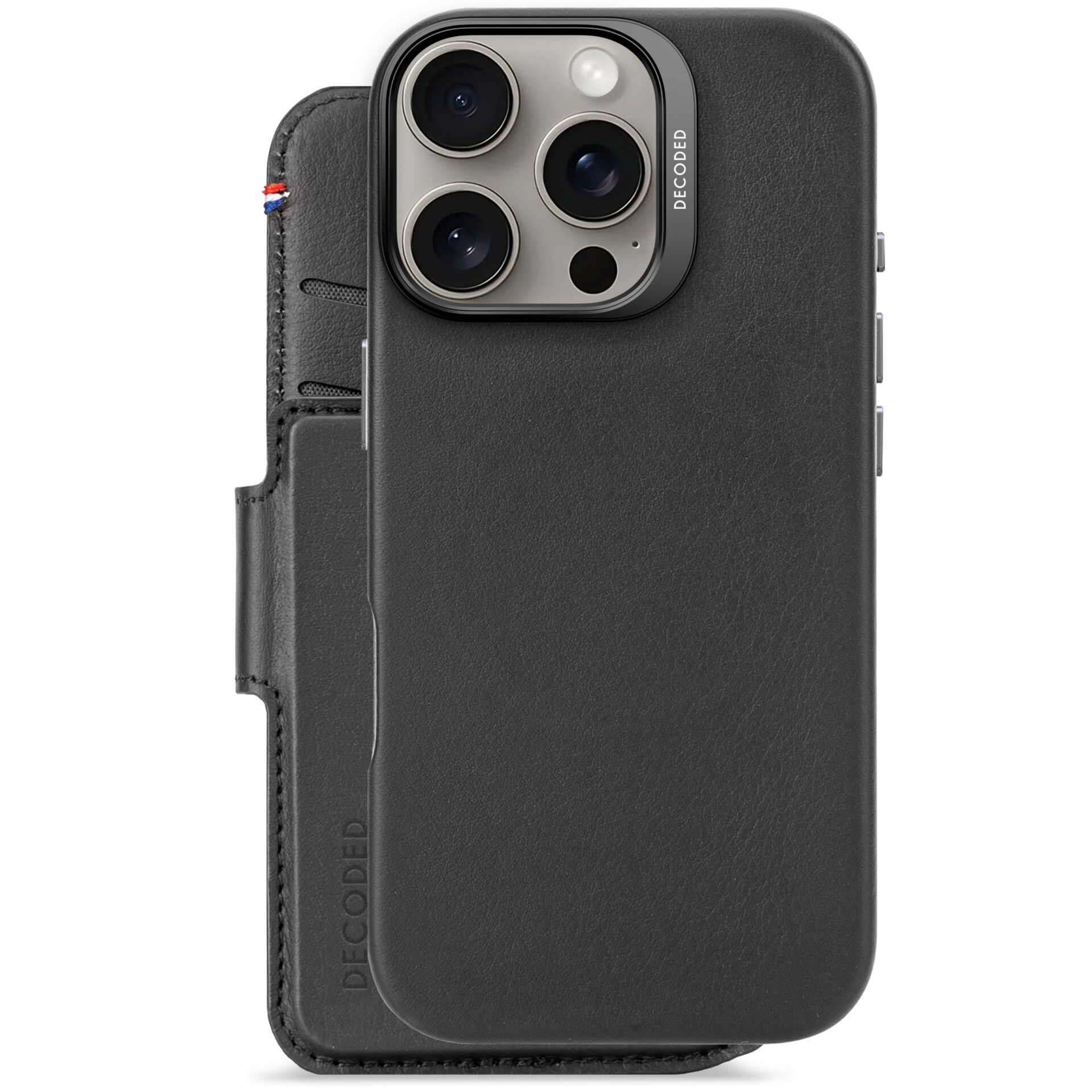 Decoded Leather Detachable Wallet MagSafe Case for iPhone 16 Pro, Black