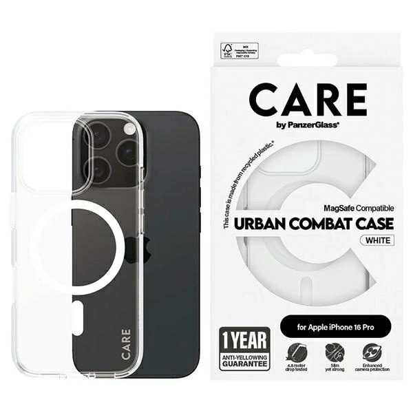 Apple iPhone 16 Pro 6.3'' CARE by PanzerGlass Flagship MagSafe Case Cover, White