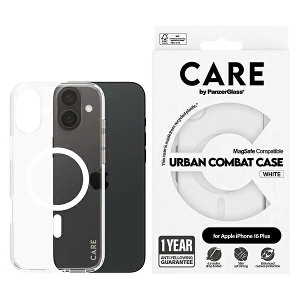 Apple iPhone 16 Plus 6.7'' CARE by PanzerGlass Flagship MagSafe Case Cover, White