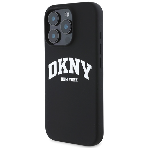 DKNY iPhone 16 Pro Max Case Silicone White Printed Logo MagSafe, Black