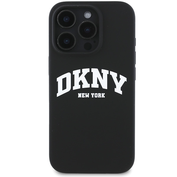 DKNY iPhone 16 Pro Max Case Silicone White Printed Logo MagSafe, Black