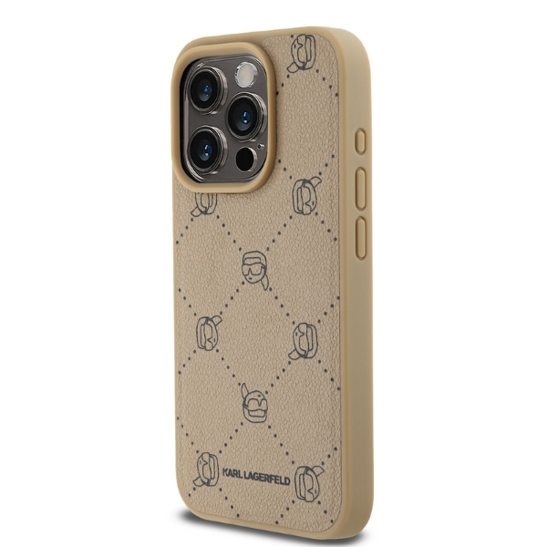 Karl Lagerfeld iPhone 15 Pro Max Case Magsafe Karl Heads, Beige