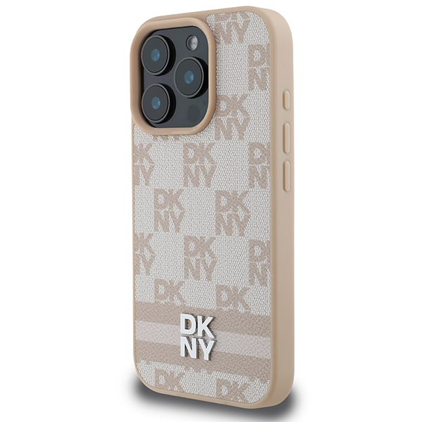 Apple iPhone 16 Pro Max 6.9\'\' DKNY Checkered Pattern Printed Stripes Case Cover, Pink