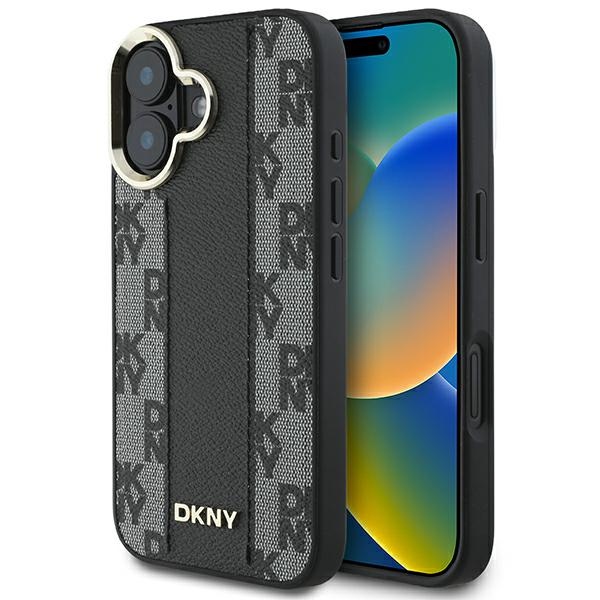 Apple iPhone 16 6.1'' DKNY Checkered Pattern Magsafe Case Cover, Black