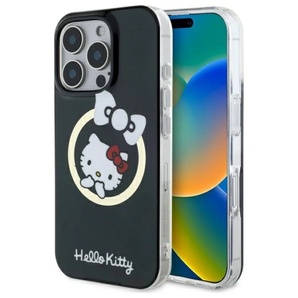 Apple iPhone 16 Pro 6.3'' Hello Kitty IML Fun bow Magsafe Cover Case, Black